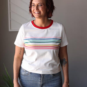 Shop Iowa White Contrast Stripe Contrast Tee; Lg, XL White Contrast Stripe Contrast Tee; Lg, XL
