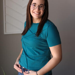 Blue Sapphire Toothpick Stripe Top; S-2XL PLUS