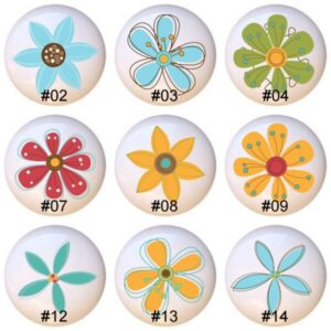 Shop Iowa Hand Drawn Flowers II by PinkPueblo Images on 1.5″ White Ceramic Drawer Pulls Knobs Hand Drawn Flowers II by PinkPueblo Images on 1.5″ White Ceramic Drawer Pulls Knobs