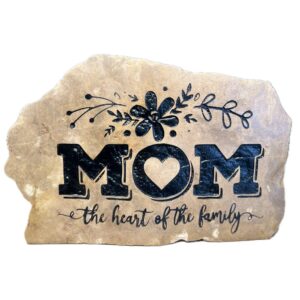 Mom The Heart Of The Family Engraved Stone