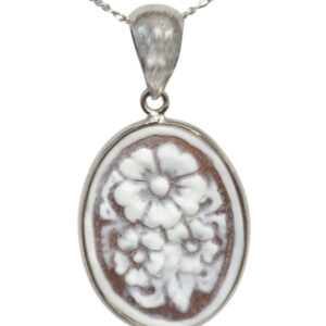 Italian Shell Cameo Flower Necklace
