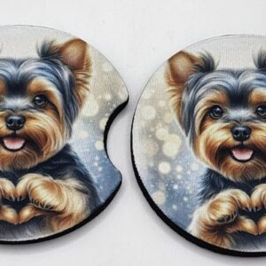 Terrier Dog Love Car Coasters Set of 2 Absorbent