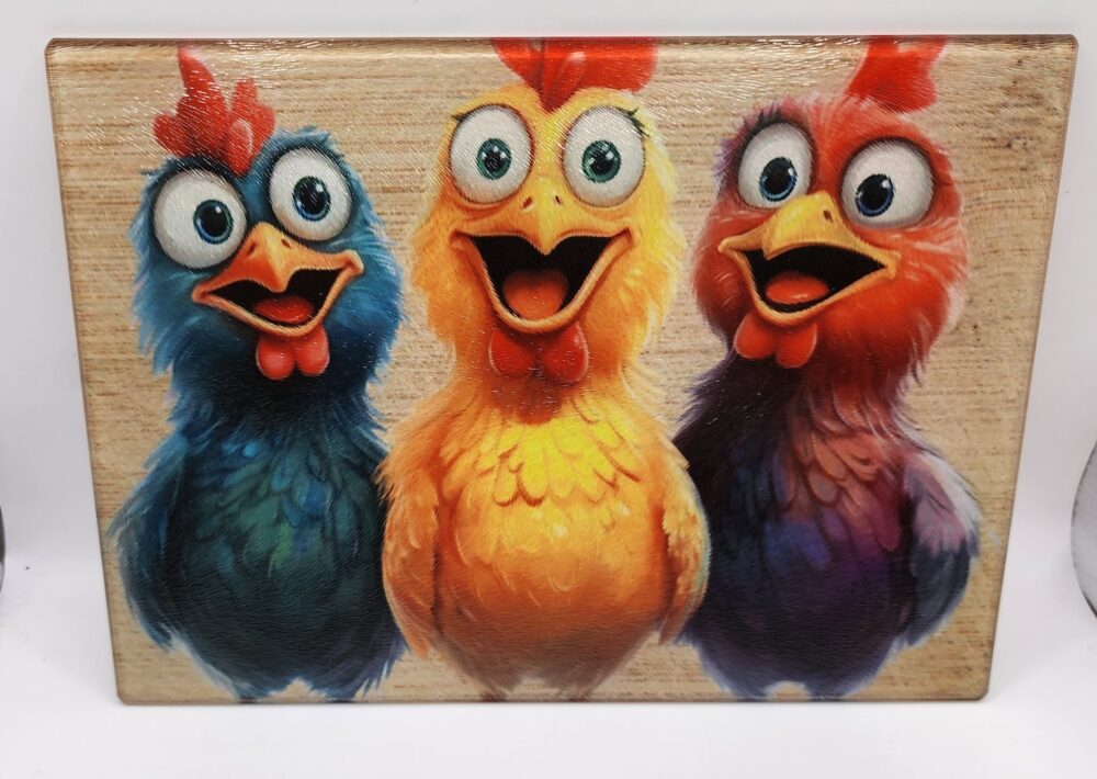 Shop Iowa Crazy Funny Chicken Tempered Glass Cutting Board Crazy Funny Chicken Tempered Glass Cutting Board