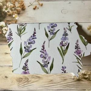 Iowa Shaped Card with lavender flowers single card