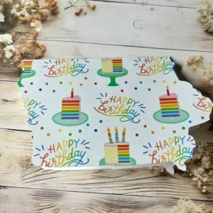 Iowa happy birthday/cake greeting card – single