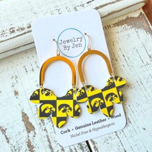 Iowa Hawkeyes Checkerboard Split Flower Earrings