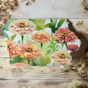 Iowa Shaped Card with zinnia flowers single card