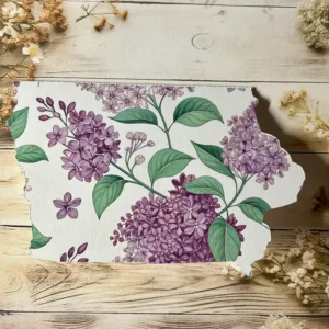 Iowa Shaped Card with lilac flowers single card