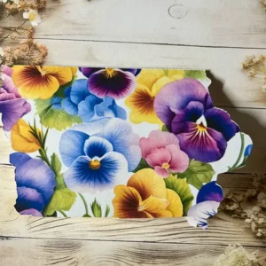 Iowa Shaped Card with pansy flowers single card
