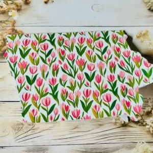 Iowa with pink tulips greeting card – single