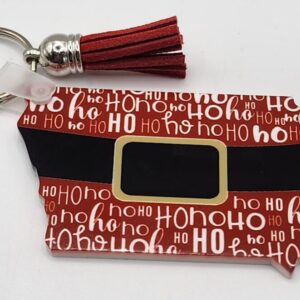 Santa Belt Iowa Keychain Ho Ho Ho Christmas in Iowa Acrylic Gift