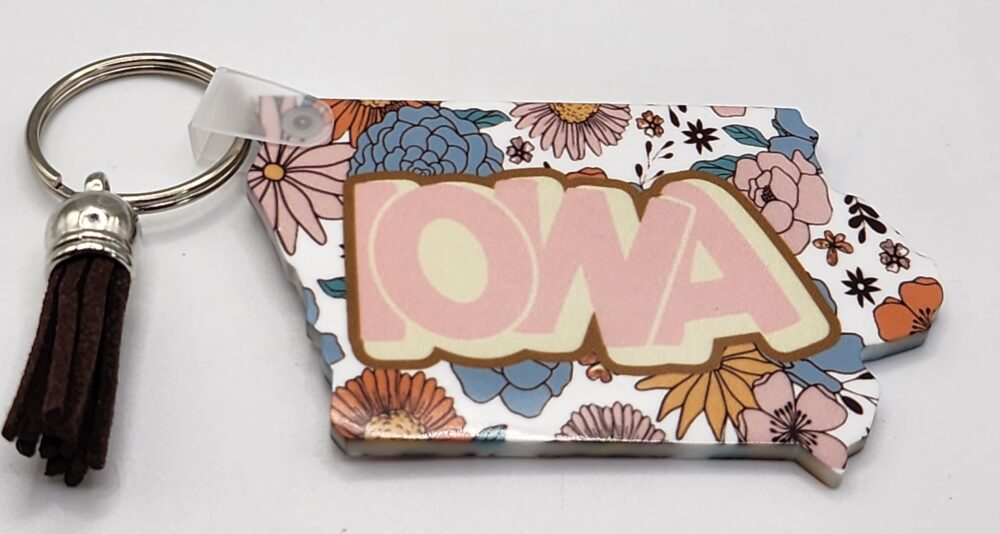 Iowa Keychain Boho Floral Iowa Acrylic Keychain – Shop Iowa