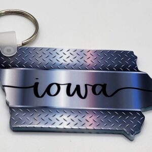 Iowa Keychain Acrylic with Stainless Steel Look Double Sided Handmade