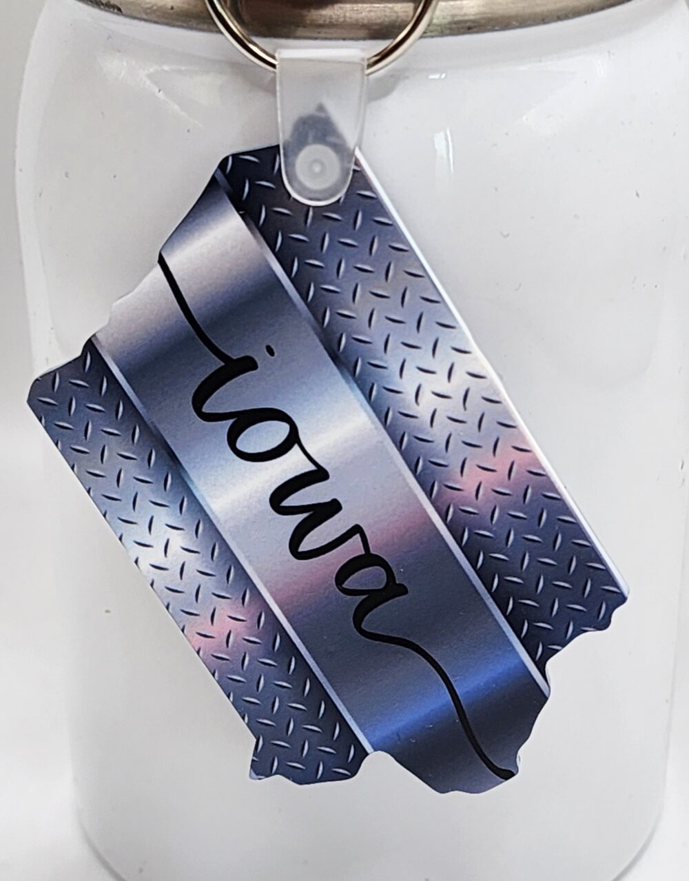 Iowa Keychain Iowa Keychain Acrylic with Stainless Steel Look Double Sided Handmade ...