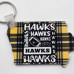 Black and Gold Plaid Iowa Hawks Football Acrylic Keychain