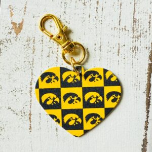 Shop Iowa Iowa Hawkeyes Checkerboard Heart Keychain Iowa Hawkeyes Checkerboard Heart Keychain