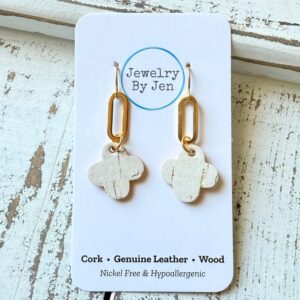 Shop Iowa Paperclip Earrings w/White Cork Clover Paperclip Earrings w/White Cork Clover