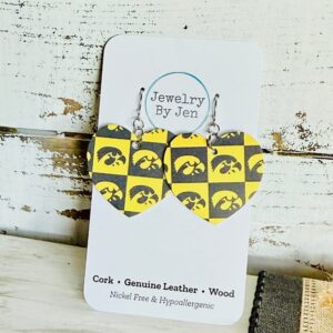 Shop Iowa Iowa Hawkeyes Checkerboard Medium Heart Earrings Iowa Hawkeyes Checkerboard Medium Heart Earrings