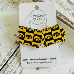 Shop Iowa Iowa Hawkeyes Checkerboard State Earrings Iowa Hawkeyes Checkerboard State Earrings