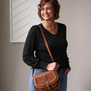 Black Shirred Shoulder And Sleeve Top