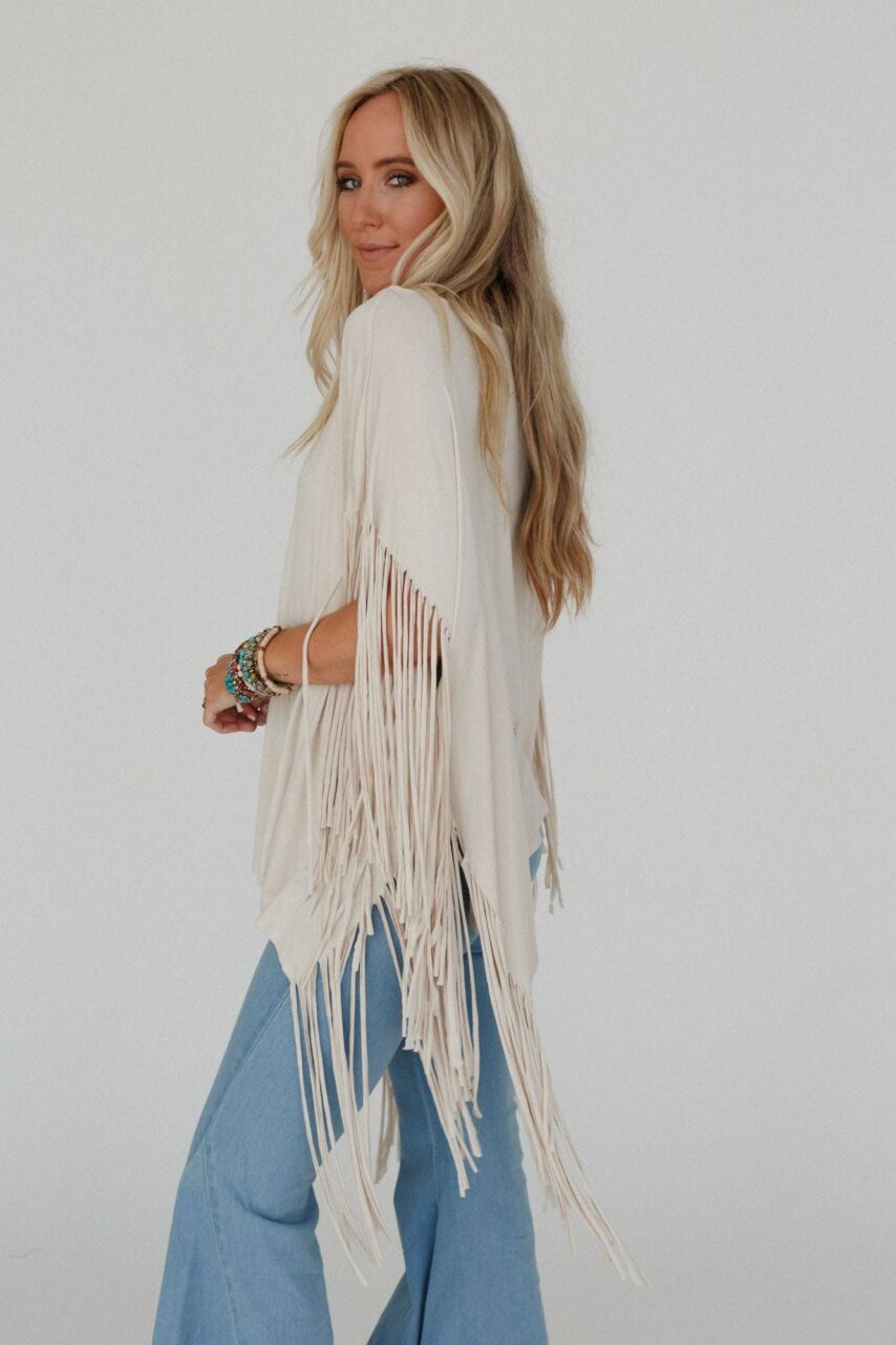 Showstopper Fringe Top – Oat – Shop Iowa