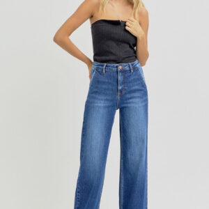 Risen High Rise Wide Leg Slanted Pocket Jeans – Size 0, 5, 9, 13 and 15