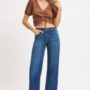 Risen Mid Rise Wide Iron Press Line Detail Jeans