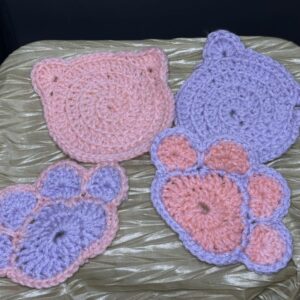 Crocheted Cat Coaster Set of 4