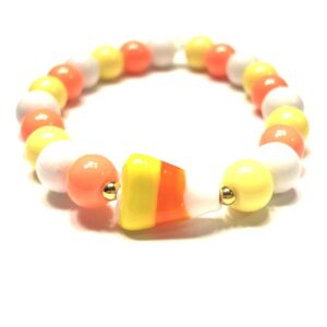 Shop Iowa Orange Yellow & White Candy Corn Stretch Bracelet Women Fall Halloween Orange Yellow & White Candy Corn Stretch Bracelet Women Fall Halloween
