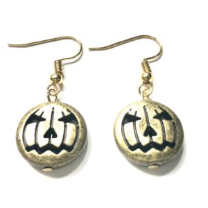 Handmade Gold Color Pumpkin Earrings for Halloween