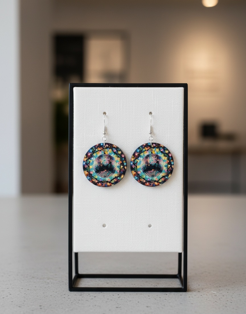 Shop Iowa Disco Ball Christmas Lights Earrings Wooden Handmade Disco Ball Christmas Lights Earrings Wooden Handmade
