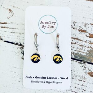Shop Iowa Iowa Hawkeyes Silver Huggie Tigerhawk Earrings Iowa Hawkeyes Silver Huggie Tigerhawk Earrings