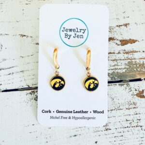 Shop Iowa Iowa Hawkeyes Gold Huggie Tigerhawk Earrings Iowa Hawkeyes Gold Huggie Tigerhawk Earrings