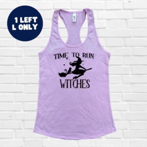 Time to Run Witches Racerback Tank – Lilac – L ONLY – FINAL SALE