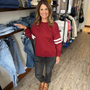 Kaelie Varsity Striped Sweatshirt