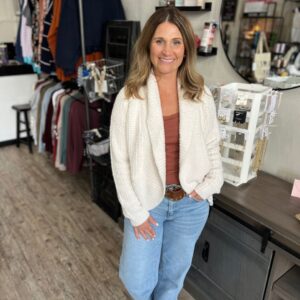 Deanna Waffle Marshmallow Cocoon Cardi