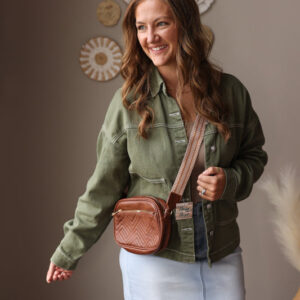 Smoke Green Patch Pocket Denim Jacket; L