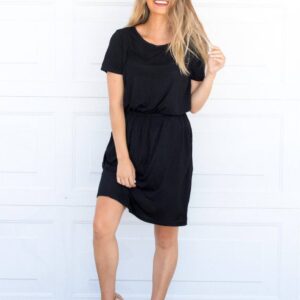 Shop Iowa Cinched Waist Kolbie Dress:Black Cinched Waist Kolbie Dress:Black