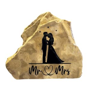 Shop Iowa Mr and Mrs Wedding Silhouette Engraved Stone Mr and Mrs Wedding Silhouette Engraved Stone