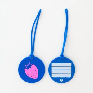 Shop Iowa Strawberry Pink and Blue Luggage Tag by Sarah Hearts Strawberry Pink and Blue Luggage Tag by Sarah Hearts