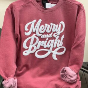 Shop Iowa Merry and Bright Puff Font Sweatshirt Merry and Bright Puff Font Sweatshirt