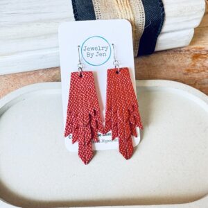 Shop Iowa Boho Fringe Earrings: Ruby Red Saffiano Boho Fringe Earrings: Ruby Red Saffiano