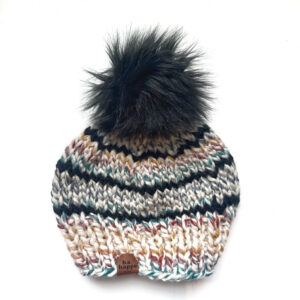 Shop Iowa Adult Knit Pom Hat | Rainbow Striped Beanie Adult Knit Pom Hat | Rainbow Striped Beanie