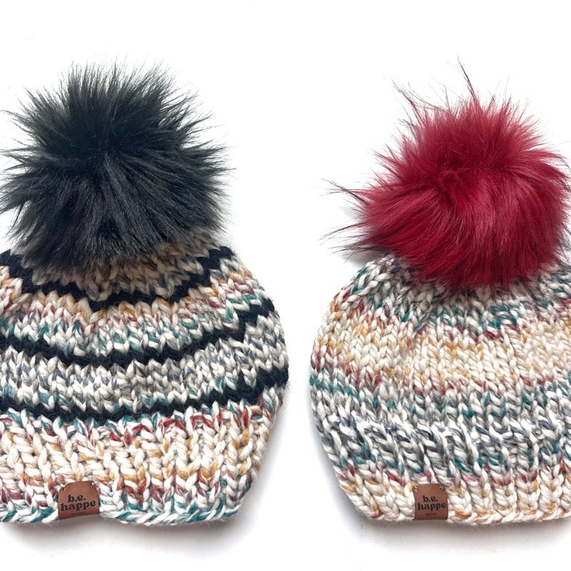Shop Iowa Adult Knit Pom Hat | Rainbow Red Beanie Adult Knit Pom Hat | Rainbow Red Beanie
