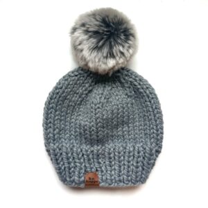 Shop Iowa Adult Knit Pom Hat | Gray Winter Beanie Adult Knit Pom Hat | Gray Winter Beanie
