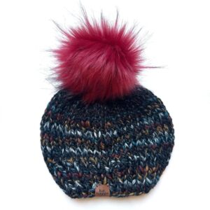 Adult Knit Pom Hat | Black Speckle Beanie