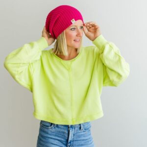 Cuffed Knit Beanie | Unisex Pink Winter Hat