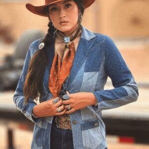 Shop Iowa LUCKY & BLESSED “The Outlaw” Multi-Denim Patchwork Western Blazer — Tailored Silhouette with Functional Pockets LUCKY & BLESSED “The Outlaw” Multi-Denim Patchwork Western Blazer — Tailored Silhouette with Functional Pockets