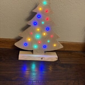 Handcrafted Wooden Christmas Tree with Lights