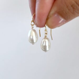 Pearl and Gold Bead Drop Earrings